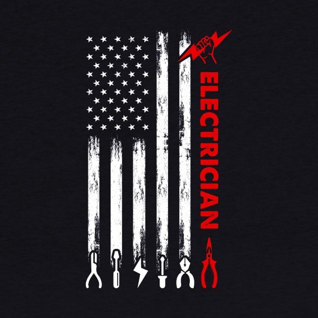 Tools for Electricians Electrician USA American Flag by LawrenceBradyArt